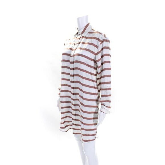 Emily Phillips Women's Long Sleeves Button Down Midi Shirt Dress Stripe Size 4 - Picture 2 of 6